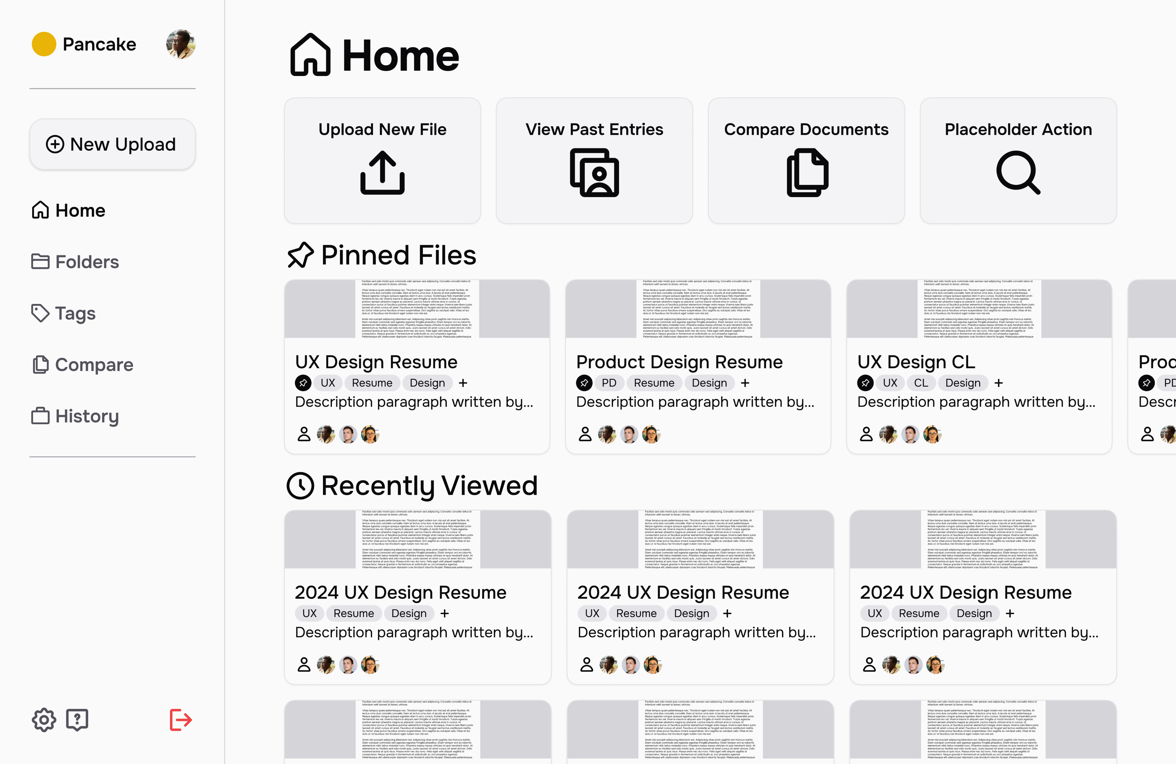 wireframe of the home page of pancake