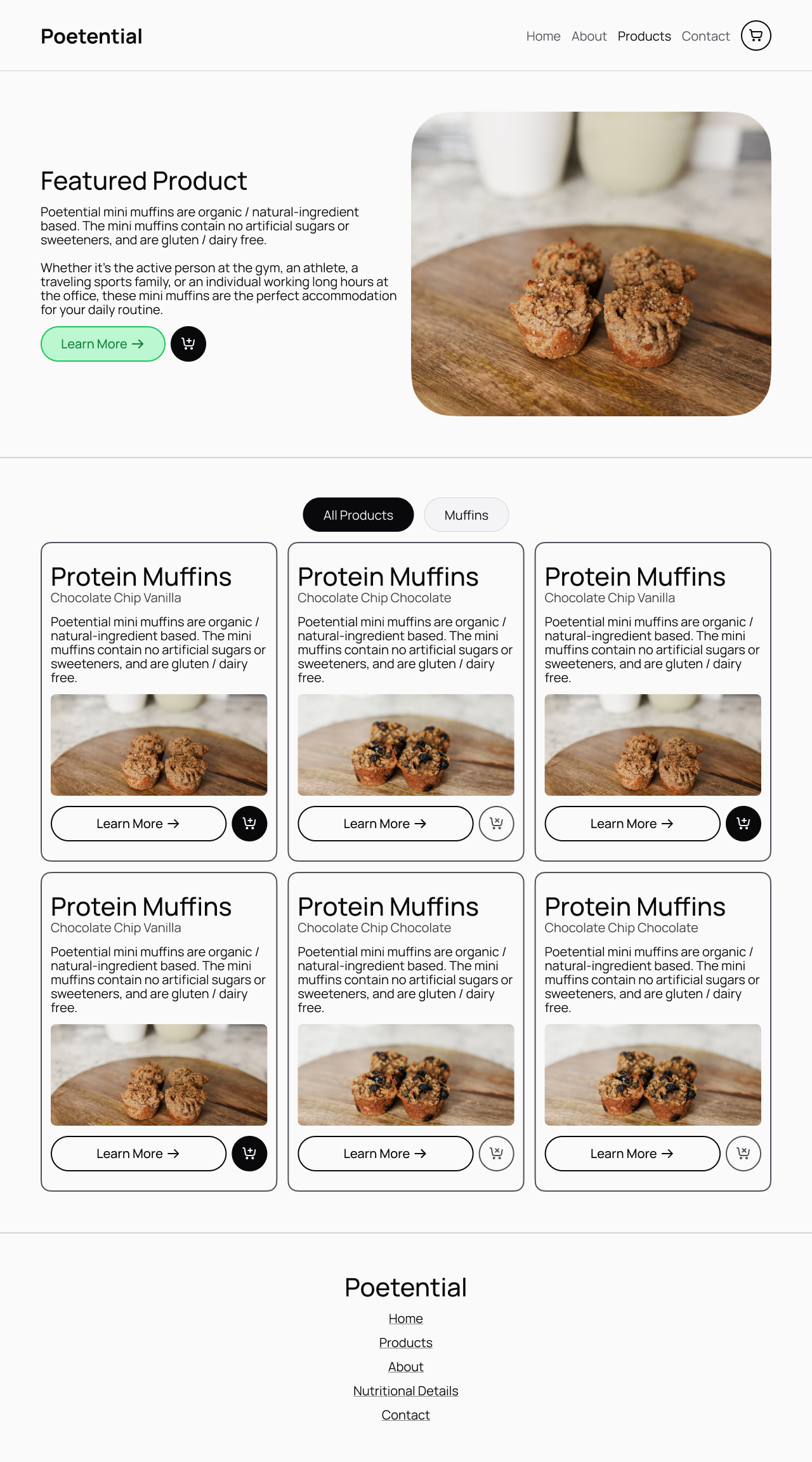 desktop wireframe for the product page of poetential