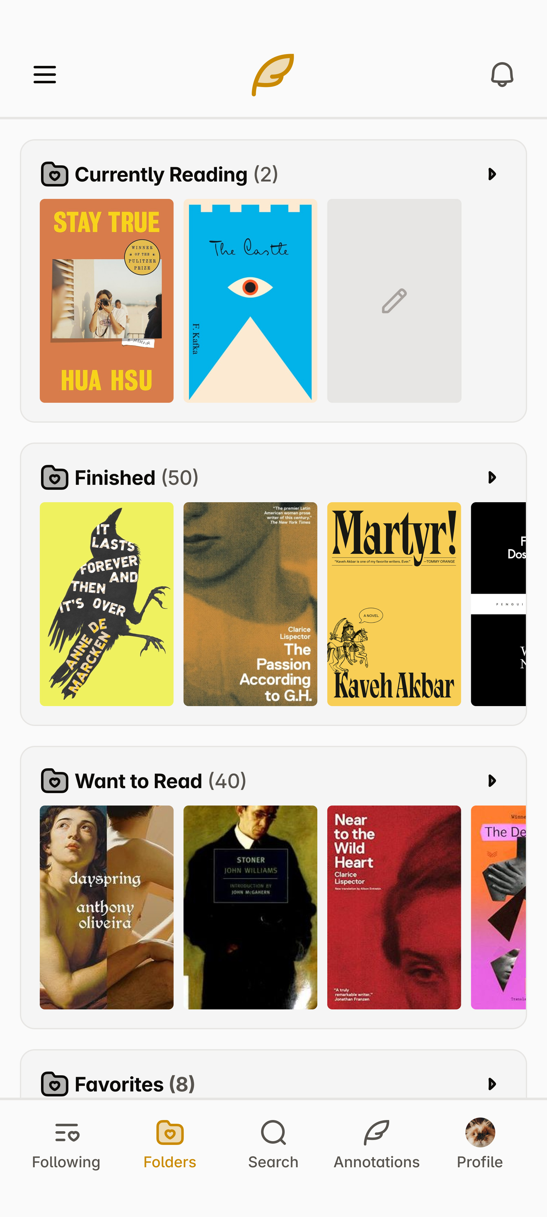 wireframe of the folders page of annotate